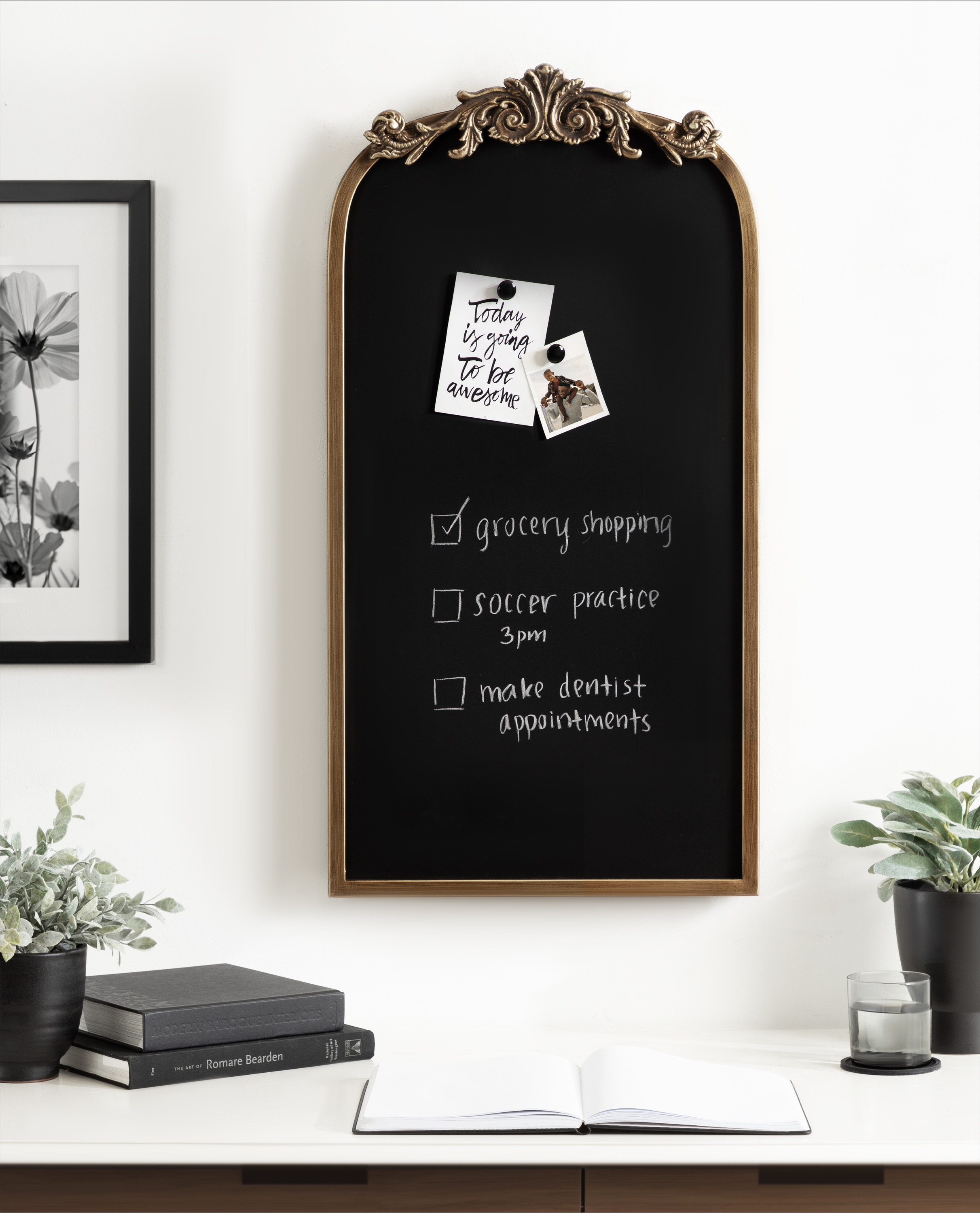 Kate Laurel All Things Decor 13 x25 Arendahl Framed Decorative Chalkboard Gold